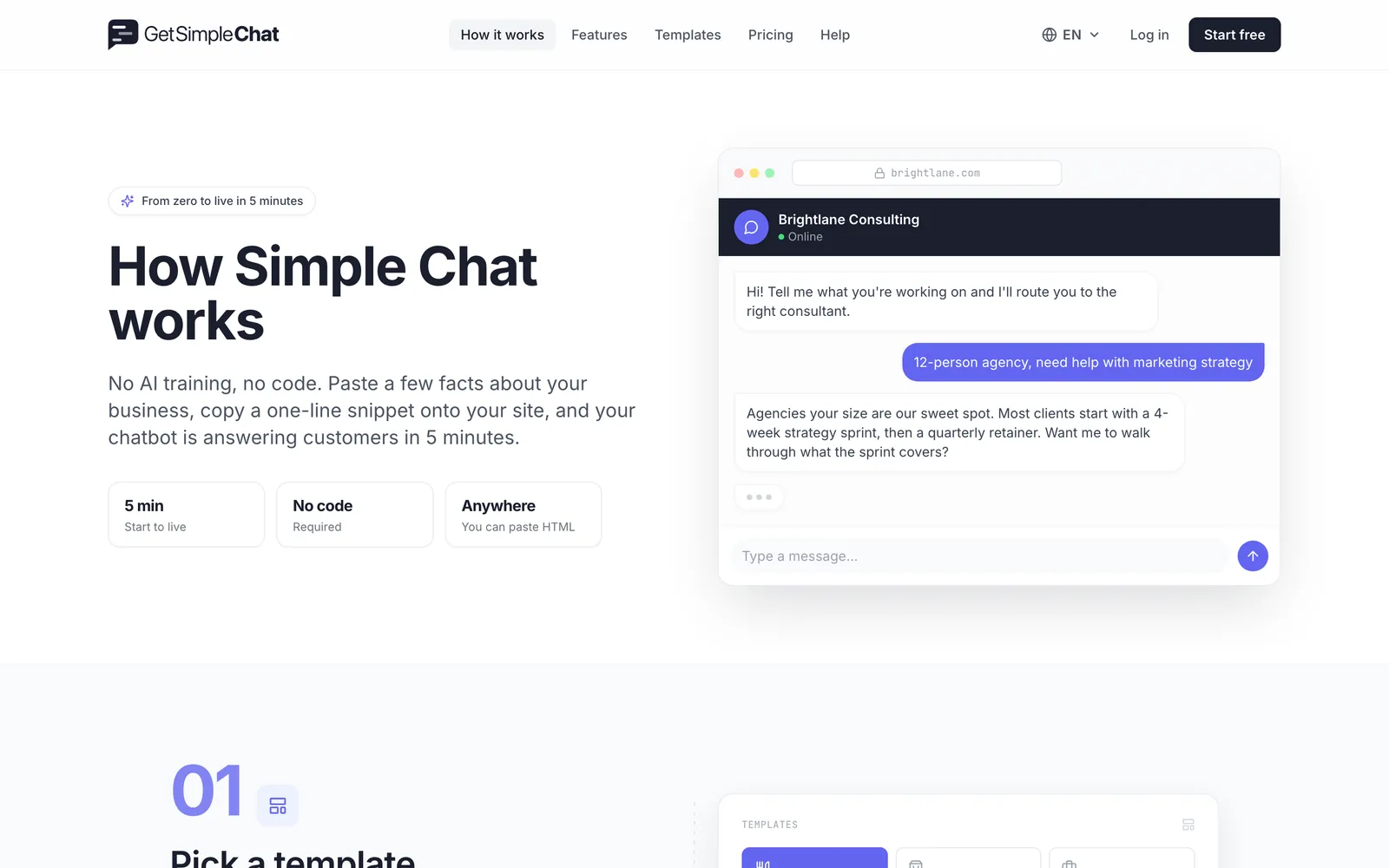 La finestra della chat sul sito, con le risposte del chatbot